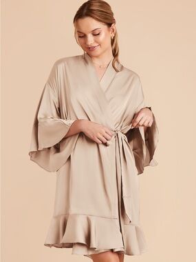 Birdie Grey Ruffled Robe in Light Taupe